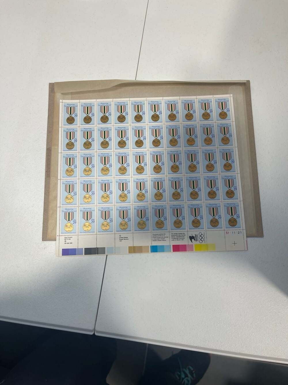 1991 Honoring Those Who Served Desert Shield/Desert Storm Scott #2551 Sheet of 5